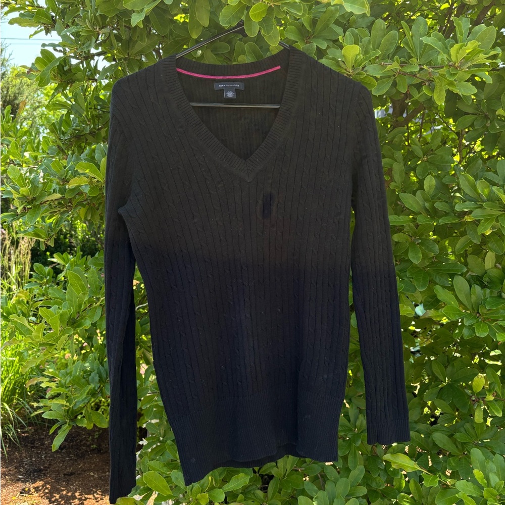 Tommy Hilfiger Black V-Neck Sweater